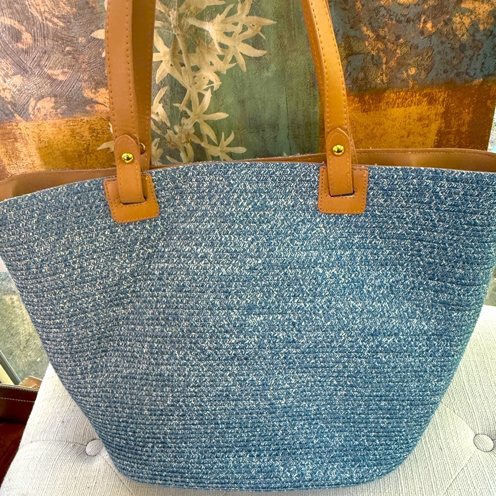Stylish Blue and Tan Women's Tote Bag! NWOT!